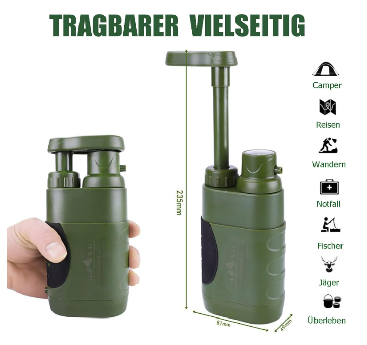 Waterfilter pompje goed voor maar liefst 5000 Liter schoon water.
