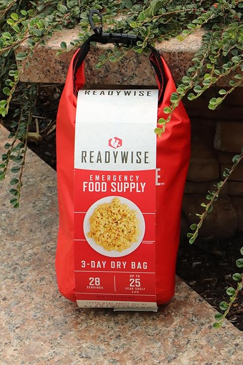 ReadyWise 3 dagen Grab Bag 28 Porties Ontbijt, Lunch & Avondeten 25 jaar houdbaar, Grab & Go Dry-Bag, Freeze Dried, 25 Years Shelf Life, Emergency Food, 3 Days For 1 Person