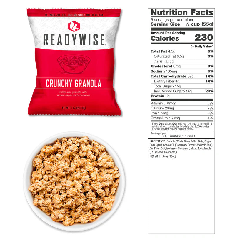 ReadyWise 3 dagen Grab Bag 28 Porties Ontbijt, Lunch & Avondeten 25 jaar houdbaar, Grab & Go Dry-Bag, Freeze Dried, 25 Years Shelf Life, Emergency Food, 3 Days For 1 Person