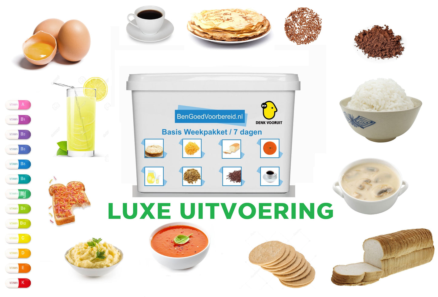 Compleet Luxe Noodrantsoen 2800 Kcal / Dag 30 jaar houdbaar Weekbox